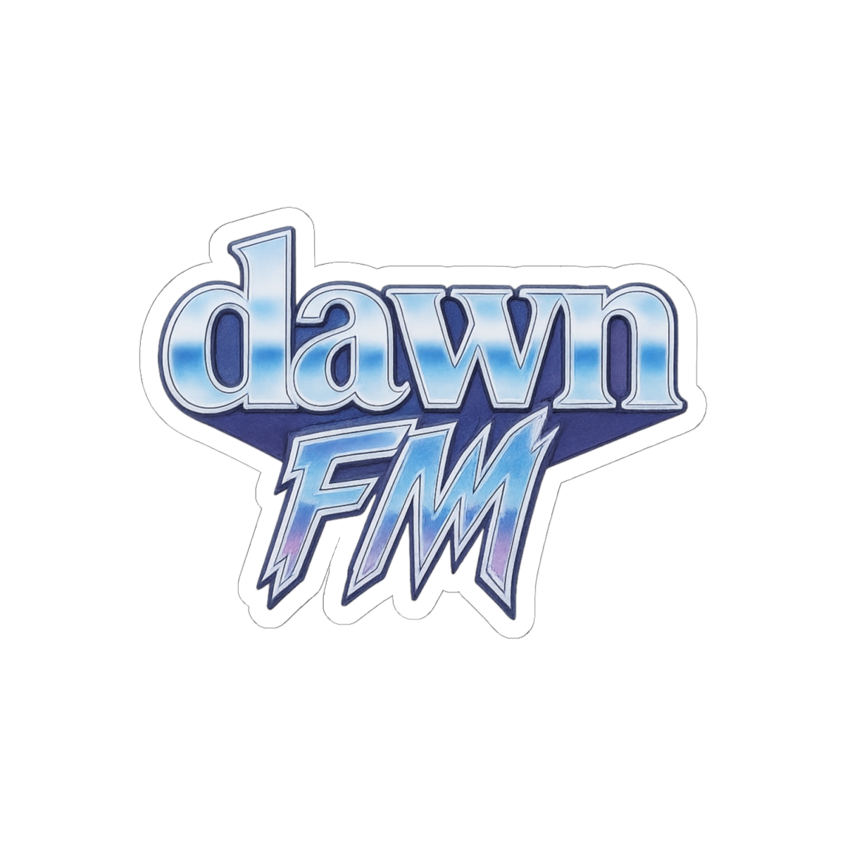 The Weeknd Dawn FM Retro Chrome Fan Art Sticker - alternate angle 1, merchandise